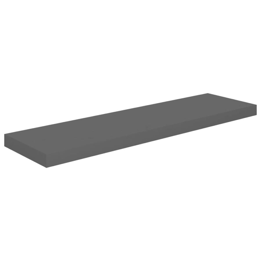 Wandschap zwevend 90x23,5x3,8 cm MDF hoogglans grijs - Afbeelding 2
