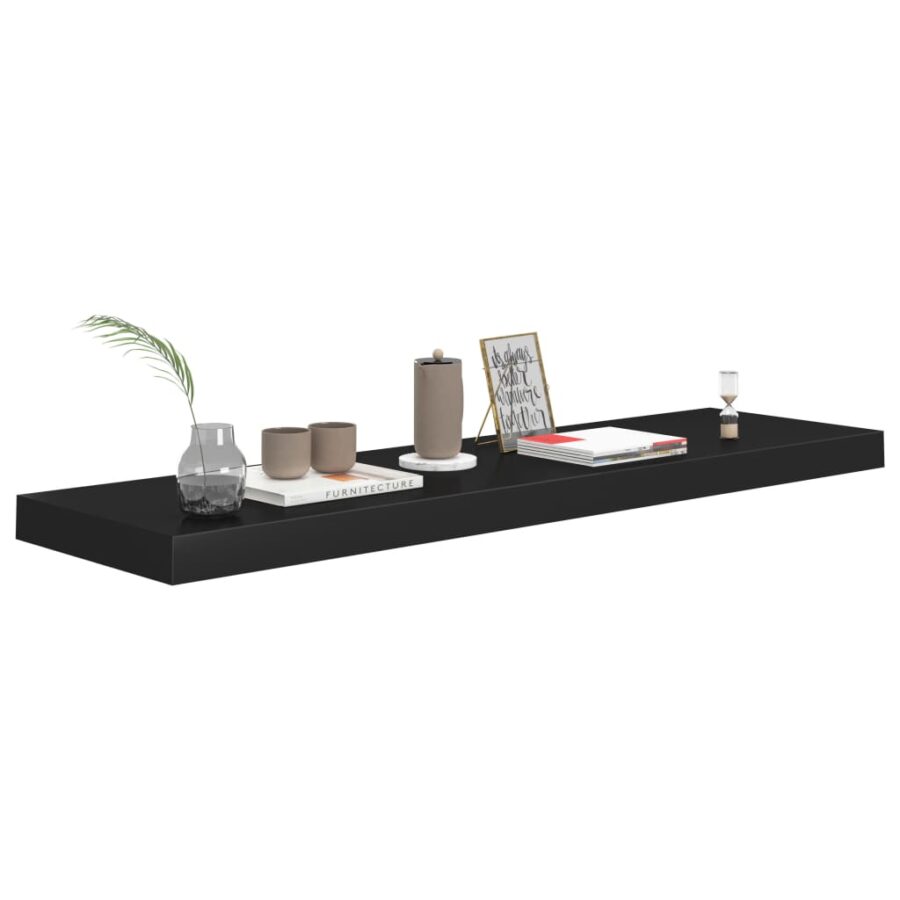 Wandschap zwevend 90x23,5x3,8 cm MDF zwart - Afbeelding 3