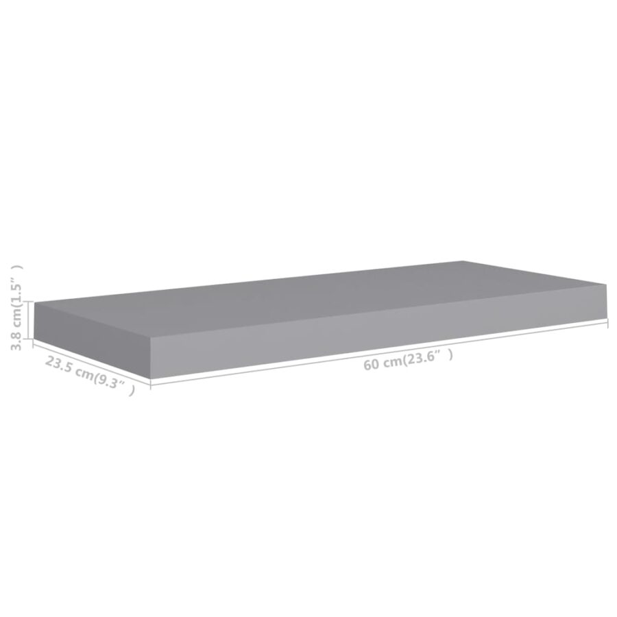 Wandschap zwevend 60x23,5x3,8 cm MDF grijs - Afbeelding 7
