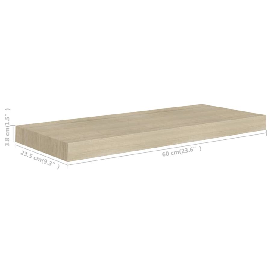 Wandschap zwevend 60x23,5x3,8 cm MDF eikenkleurig - Afbeelding 7