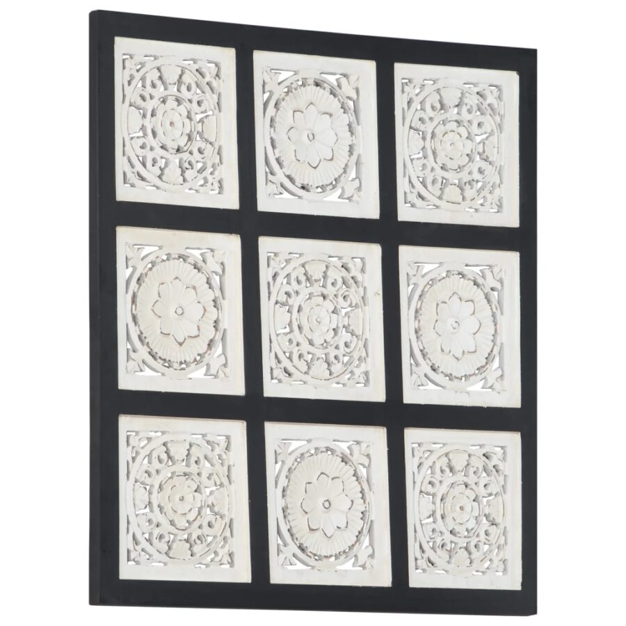 Wandpaneel handgesneden 60x60x1,5 cm MDF zwart en wit - Afbeelding 9