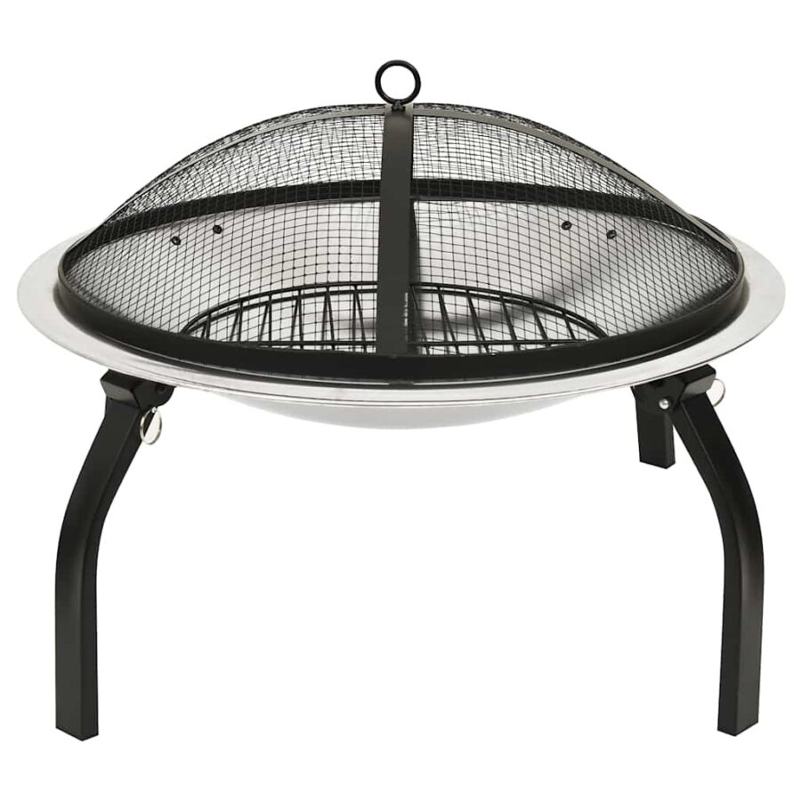 Vuurschaal en barbecue 2-in-1 met pook 56x56x49 cm rvs - Afbeelding 3