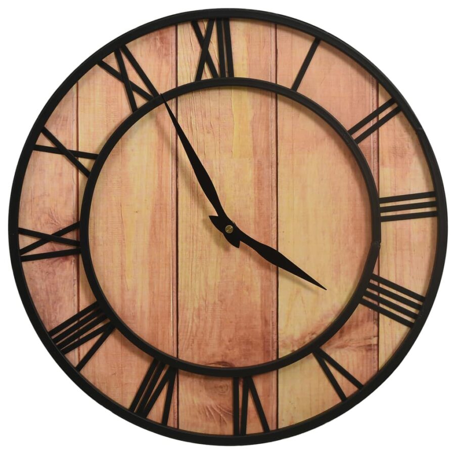 Wandklok 39 cm MDF en ijzer bruin en zwart - Afbeelding 2