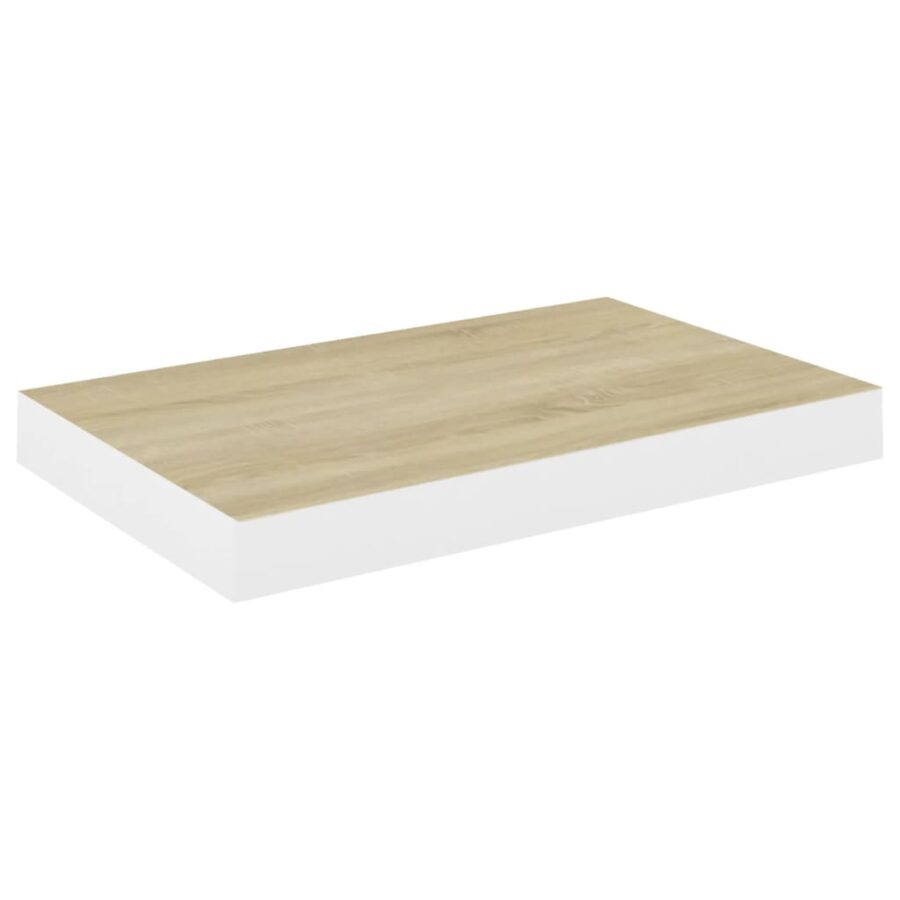 Wandschap zwevend 40x23x3,8 cm MDF eikenkleurig en wit - Afbeelding 4