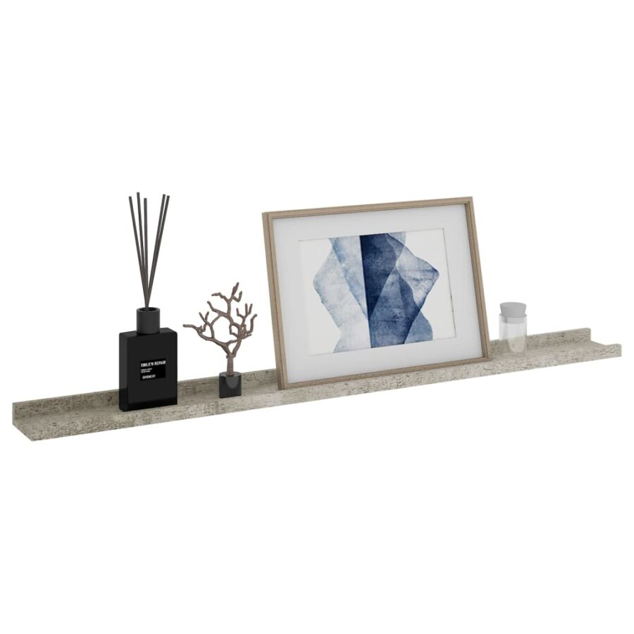 Wandschappen 2 st 100x9x3 cm betongrijs - Afbeelding 3