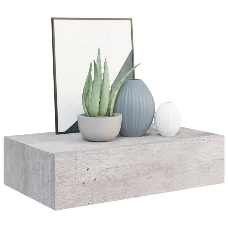 Wandschap met lade 40x23,5x10 cm MDF betongrijs - Afbeelding 3