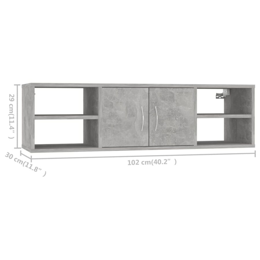 Wandschap 102x30x29 cm bewerkt hout betongrijs - Afbeelding 8