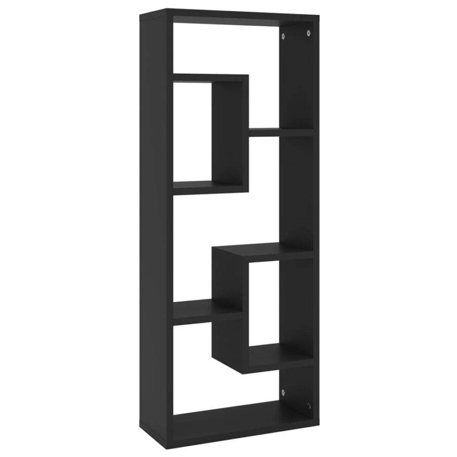 Wandschap 36x16x90 cm bewerkt hout zwart - Afbeelding 2