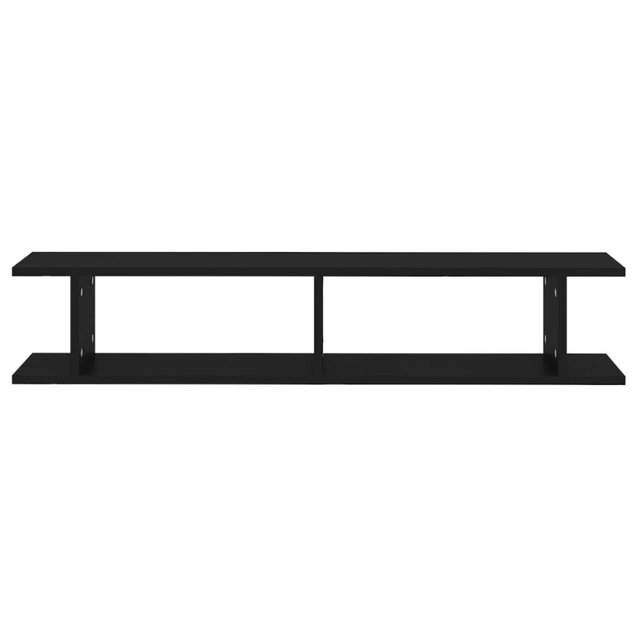 Wandschappen 2 st 105x18x20 cm bewerkt hout zwart - Afbeelding 5