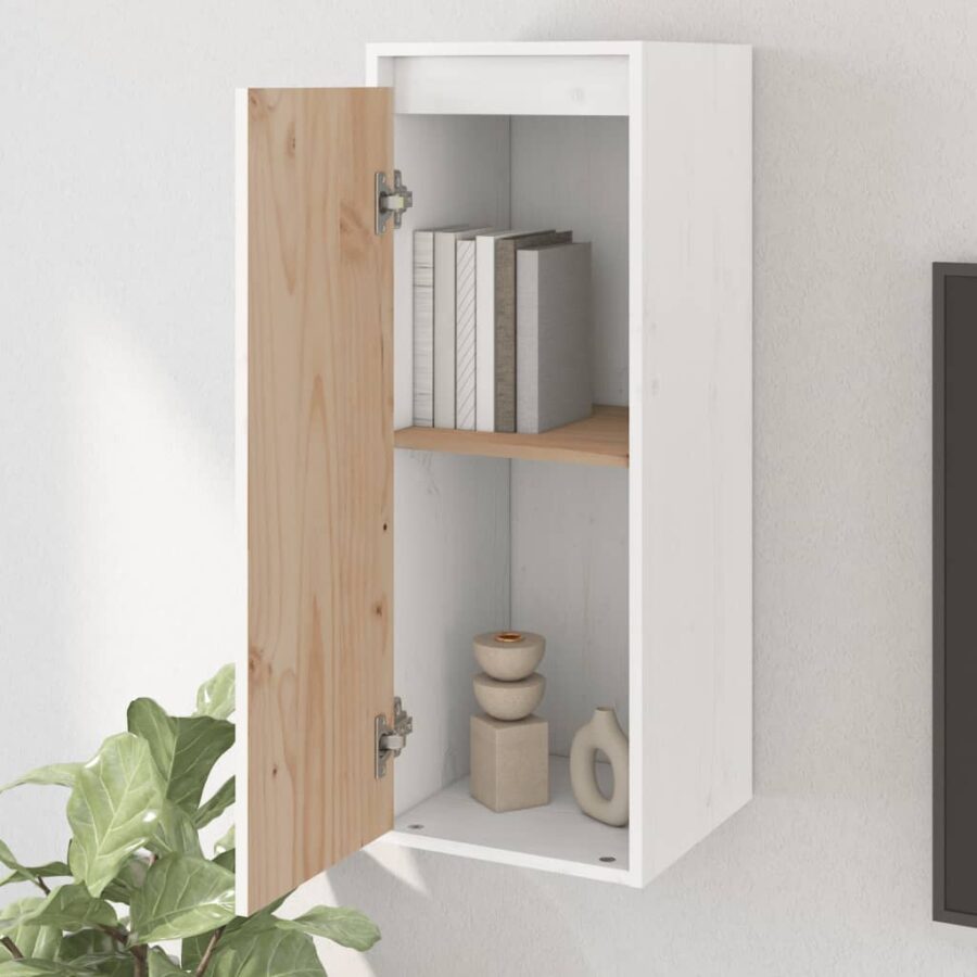 Wandkast 30x30x80 cm massief grenenhout wit - Afbeelding 4