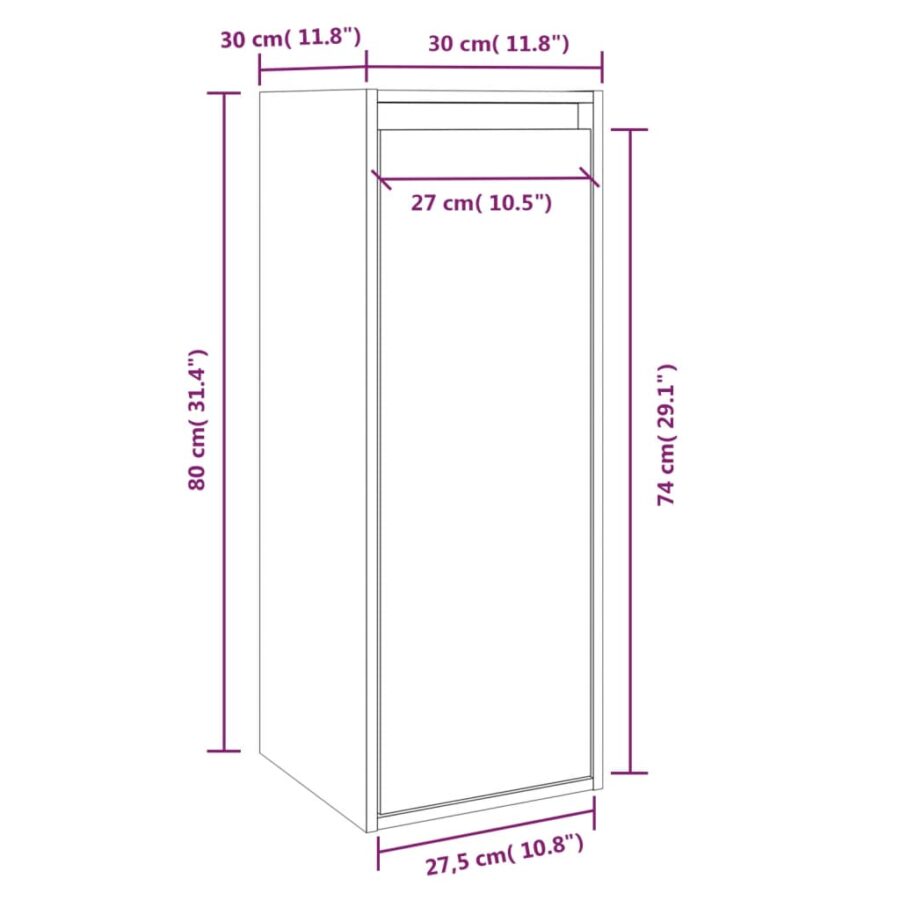 Wandkasten 2 st 30x30x80 cm massief grenenhout wit - Afbeelding 11