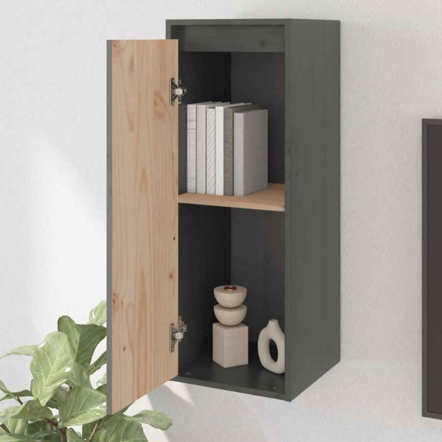 Wandkasten 2 st 30x30x80 cm massief grenenhout grijs - Afbeelding 4