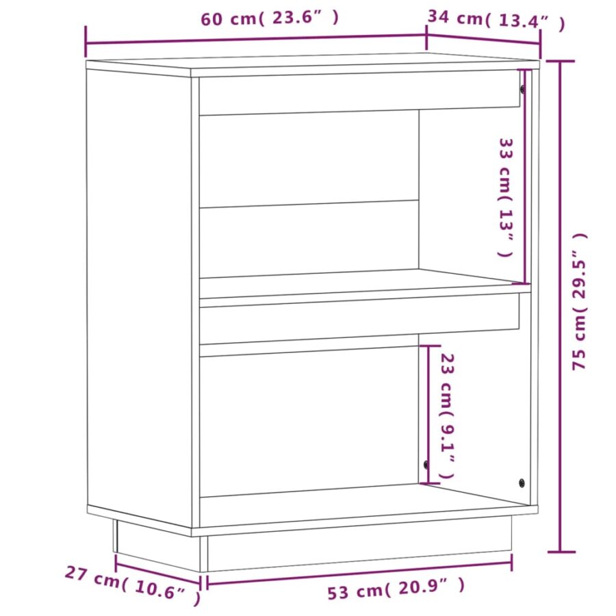 Wandkast 60x34x75 cm massief grenenhout honingbruin - Afbeelding 8