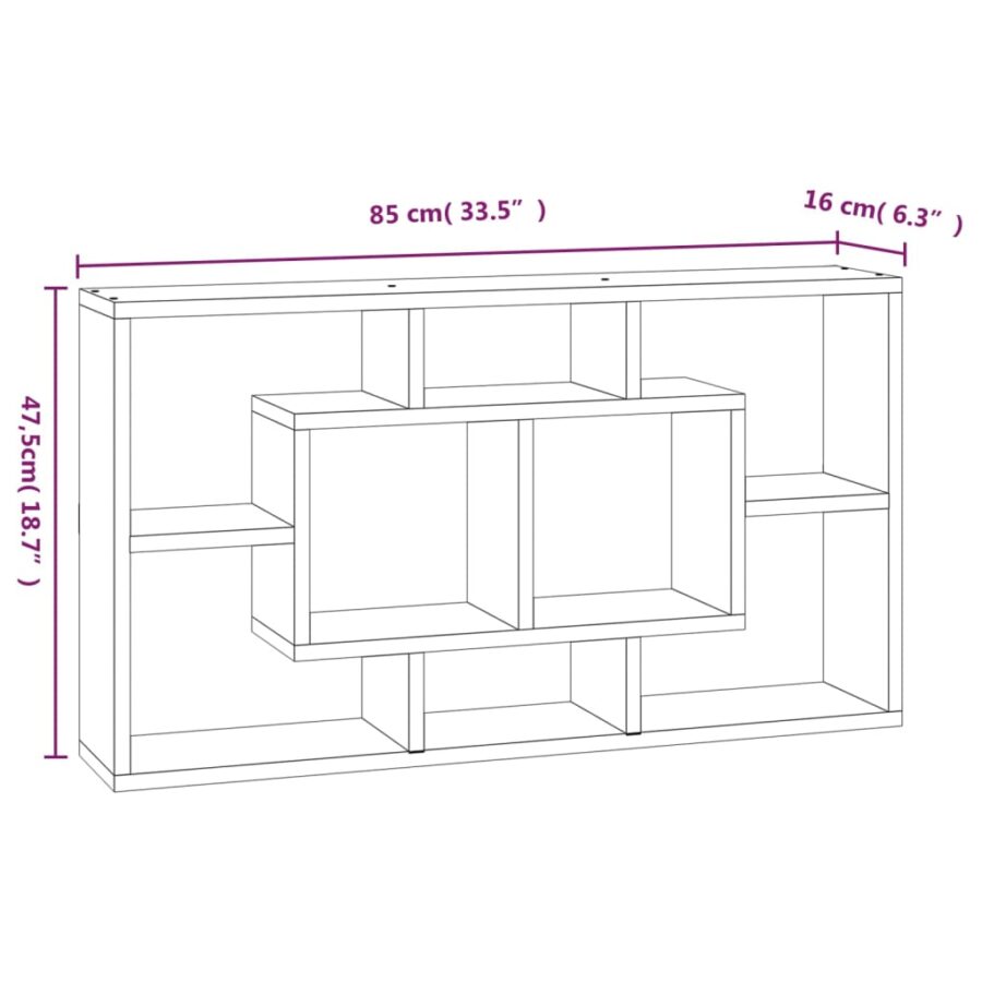 Wandschap 8 vakken zwart - Afbeelding 8
