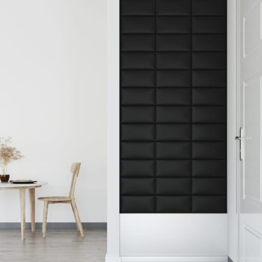 Wandpanelen 12 st 0,54 m² 30x15 cm kunstleer zwart - Afbeelding 7