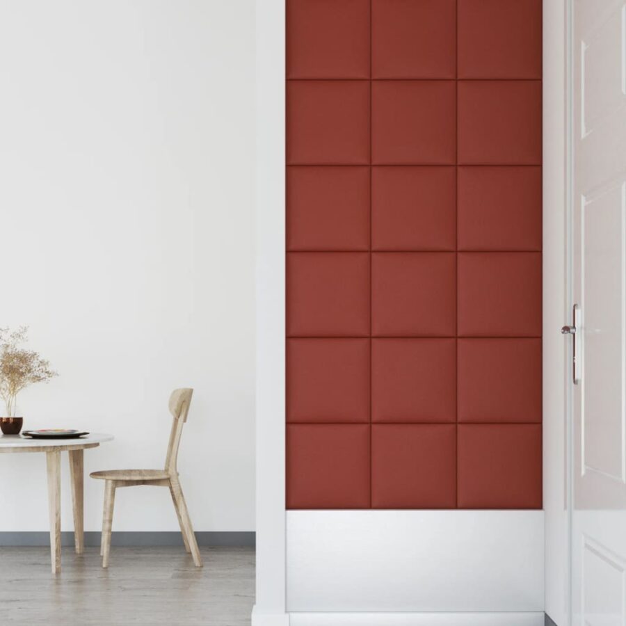Wandpanelen 12 st 1,08 m² 30x30 cm kunstleer wijnrood - Afbeelding 6