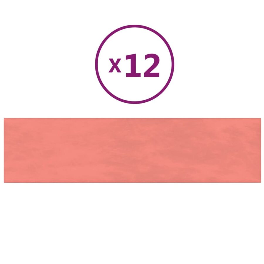 Wandpanelen 12 st 1,08 m² 60x15 cm fluweel roze - Afbeelding 2