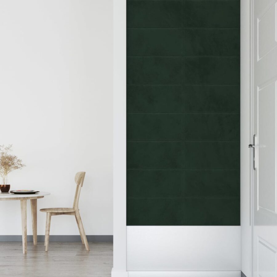 Wandpanelen 12 st 2,16 m² 60x30 cm fluweel donkergroen - Afbeelding 4