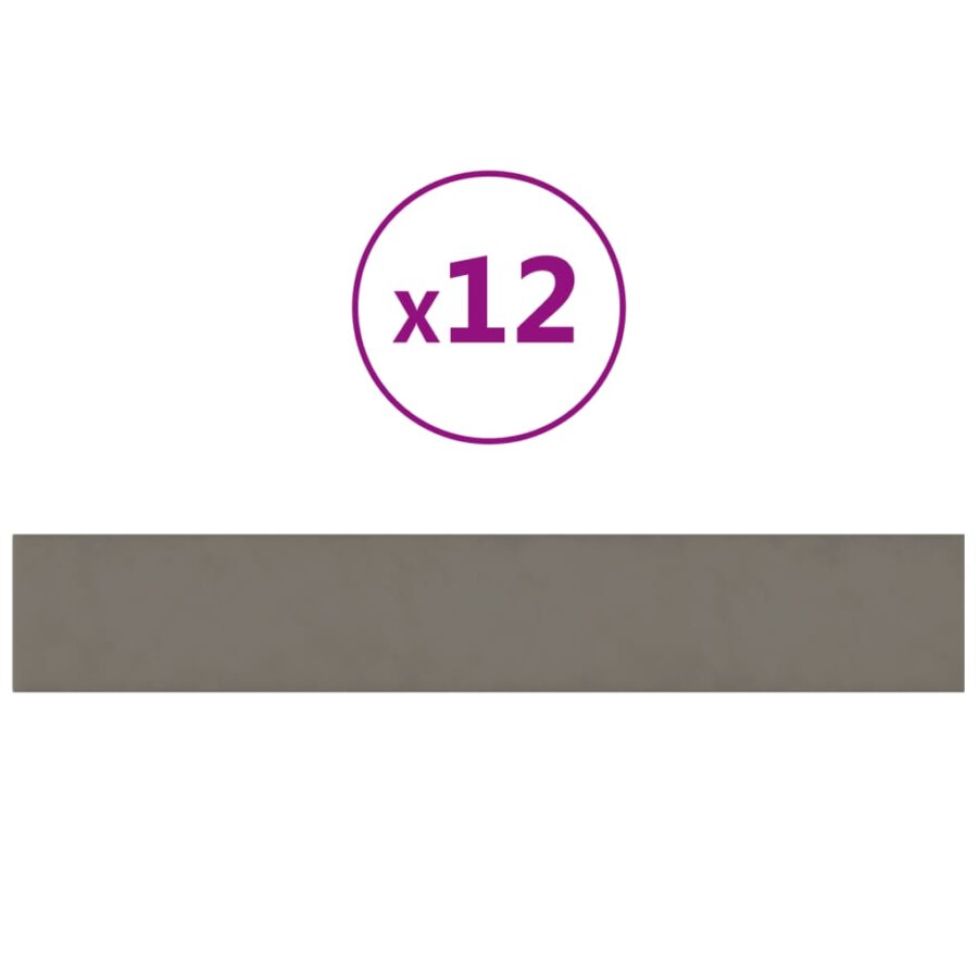 Wandpanelen 12 st 1,62 m² 90x15 cm fluweel lichtgrijs - Afbeelding 2