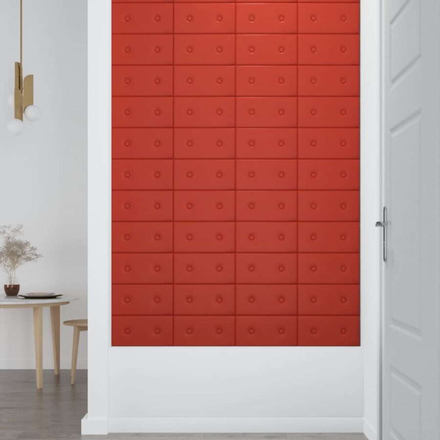 Wandpanelen 12 st 0,54 m² 30x15 cm kunstleer rood - Afbeelding 4