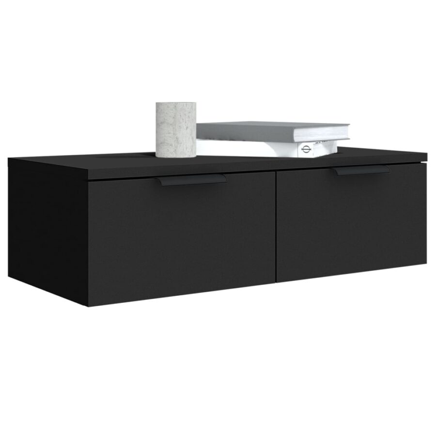 Wandkast 68x30x20 cm bewerkt hout zwart - Afbeelding 4