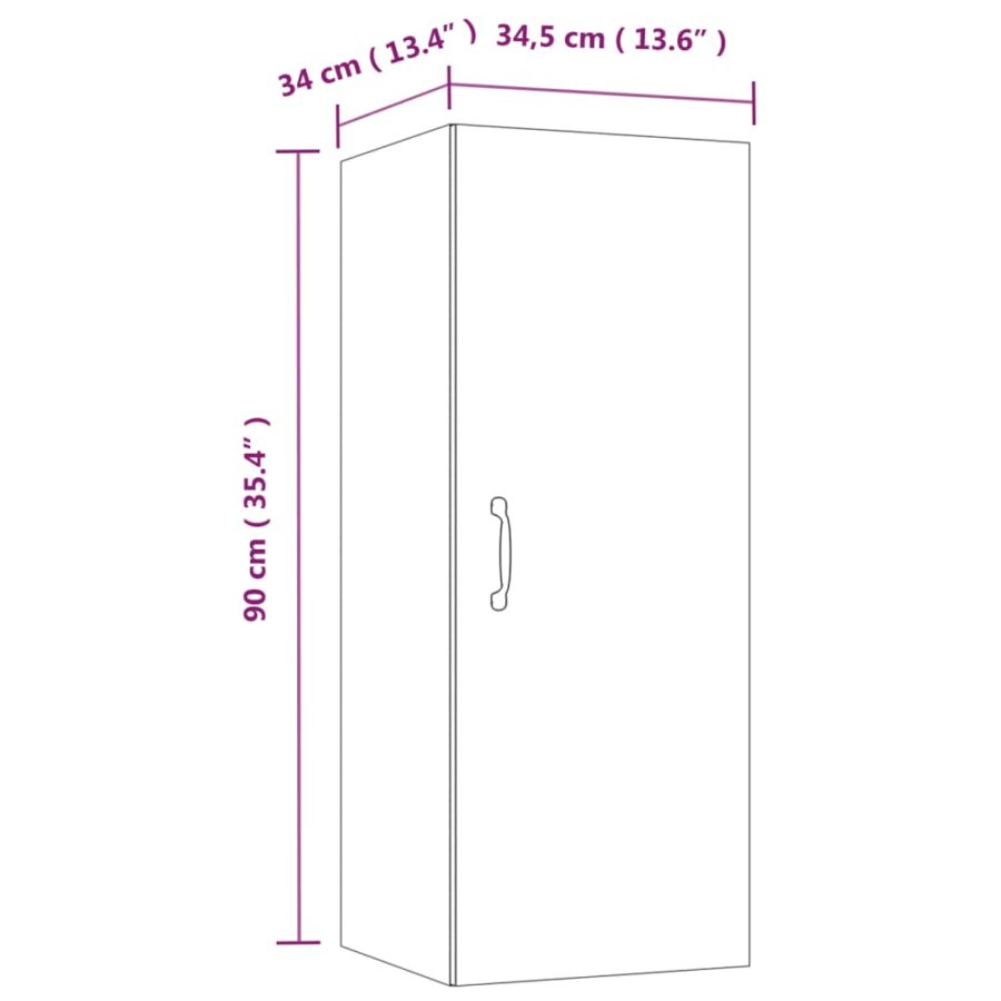 Wandkast 34,5x34x90 cm bewerkt hout zwart - Afbeelding 11