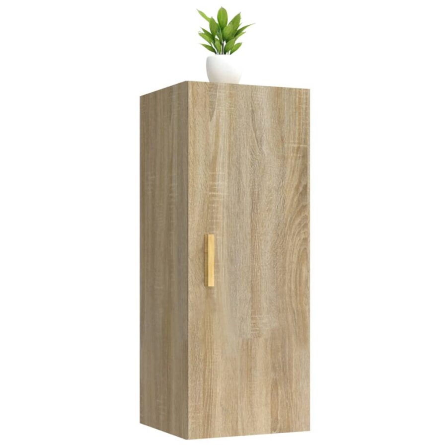 Wandkast 34,5x34x90 cm bewerkt hout sonoma eikenkleurig - Afbeelding 5