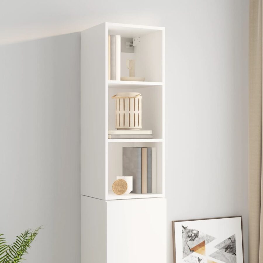 Wandkast 34,5x32,5x90 cm bewerkt hout hoogglans wit - Afbeelding 5