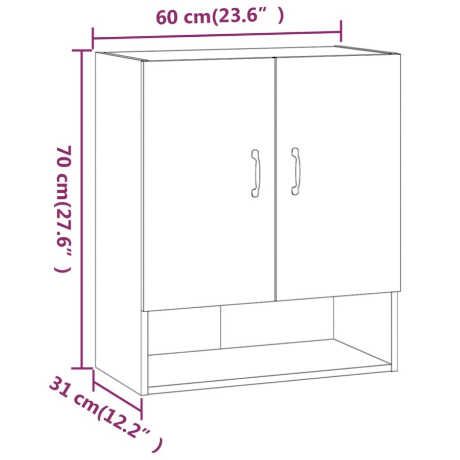 Wandkast 60x31x70 cm bewerkt hout zwart - Afbeelding 9