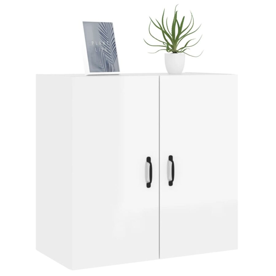 Wandkast 60x31x60 cm bewerkt hout hoogglans wit - Afbeelding 4
