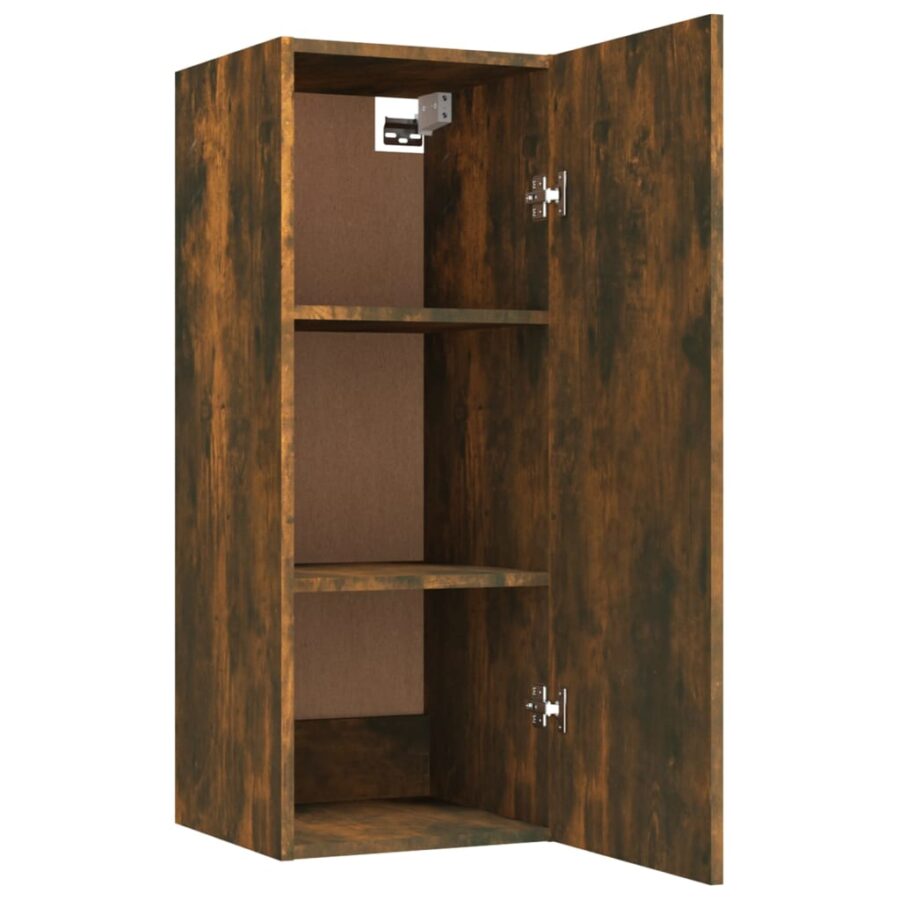 Wandkast 34,5x34x90 cm bewerkt hout gerookt eikenkleurig - Afbeelding 7
