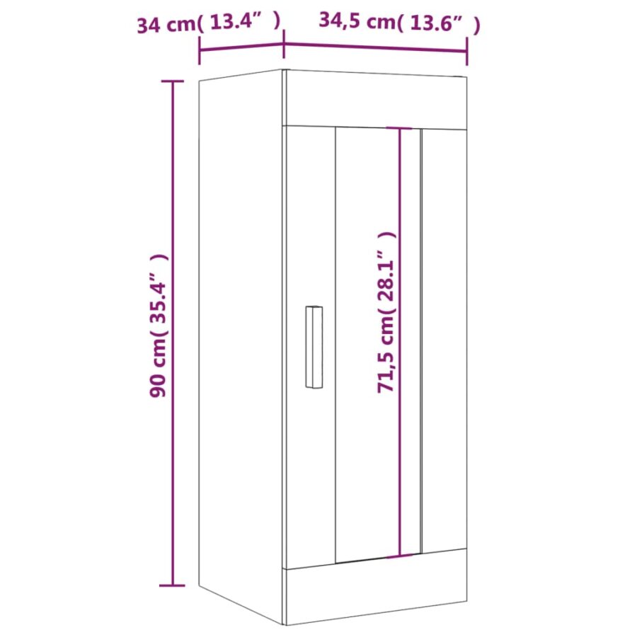 Wandkast 34,5x34x90 cm bruin eikenkleur - Afbeelding 14