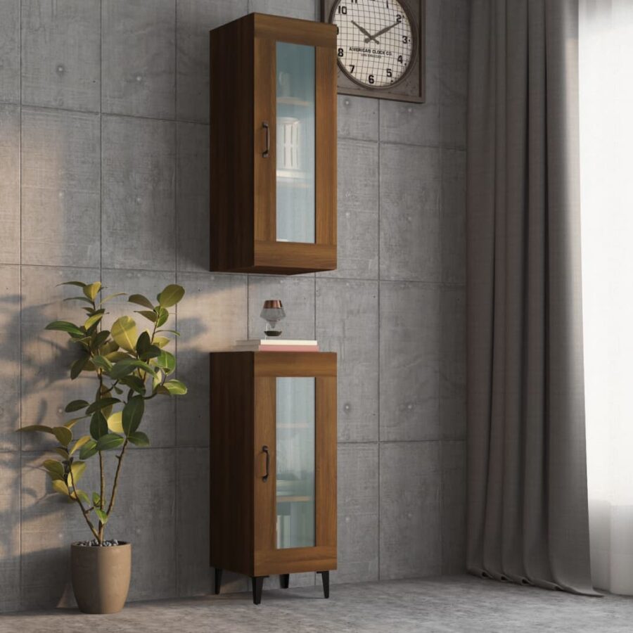 Wandkast 34,5x34x90 cm bruin eikenkleur