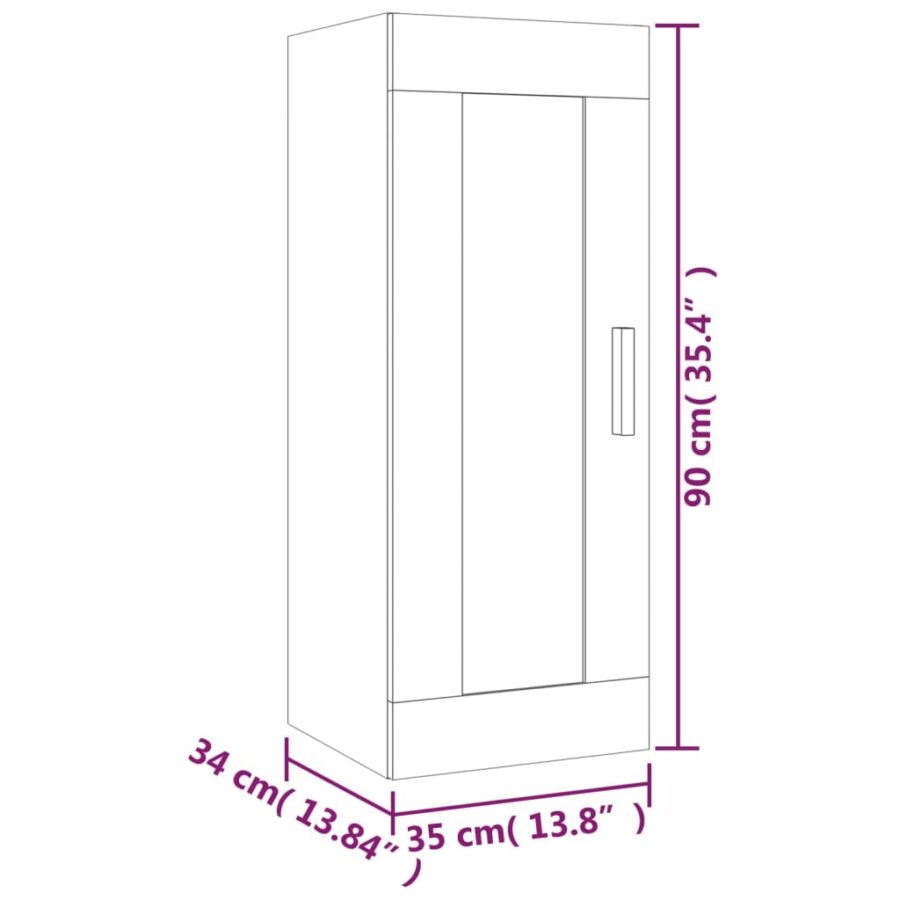 Wandkast 35x34x90 cm bewerkt hout bruin eikenkleur - Afbeelding 10