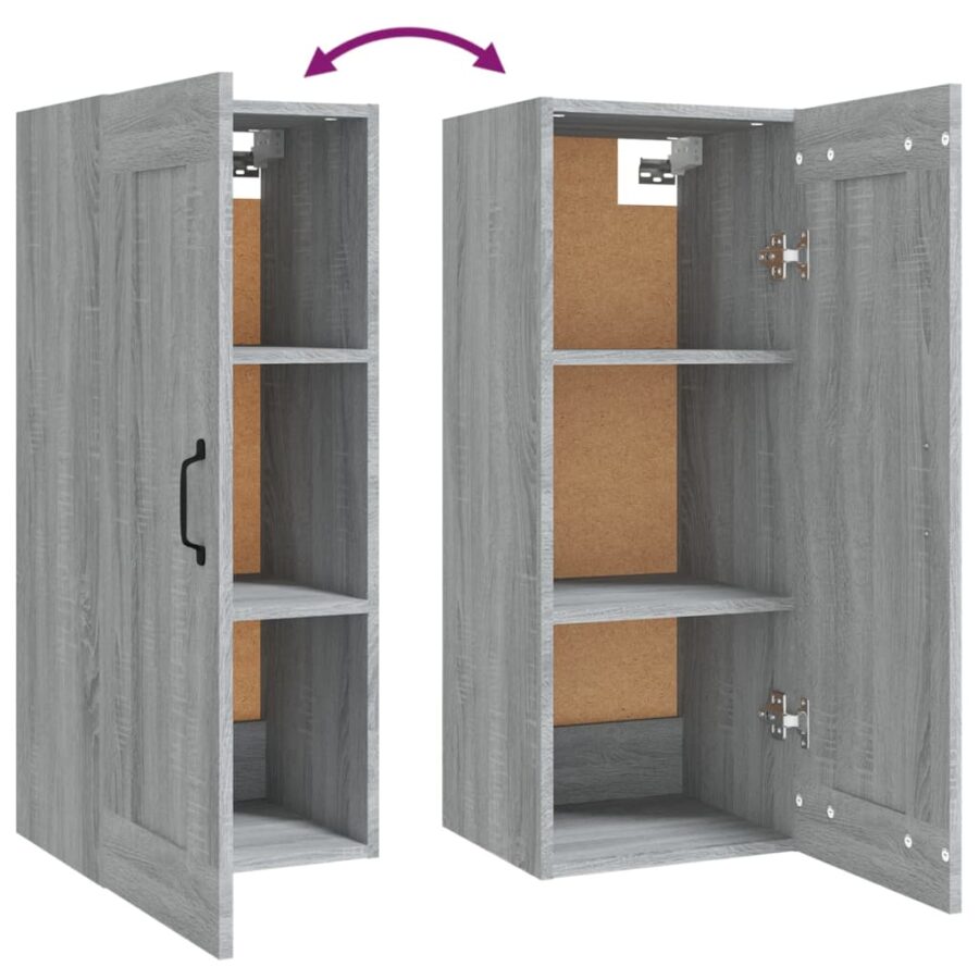 Wandkast 35x34x90 cm bewerkt hout grijs sonoma eikenkleurig - Afbeelding 8