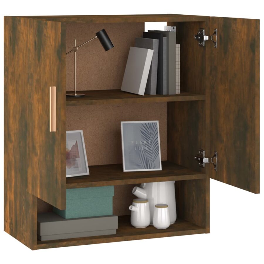 Wandkast 60x31x70 cm bewerkt hout gerookt eikenkleurig - Afbeelding 4