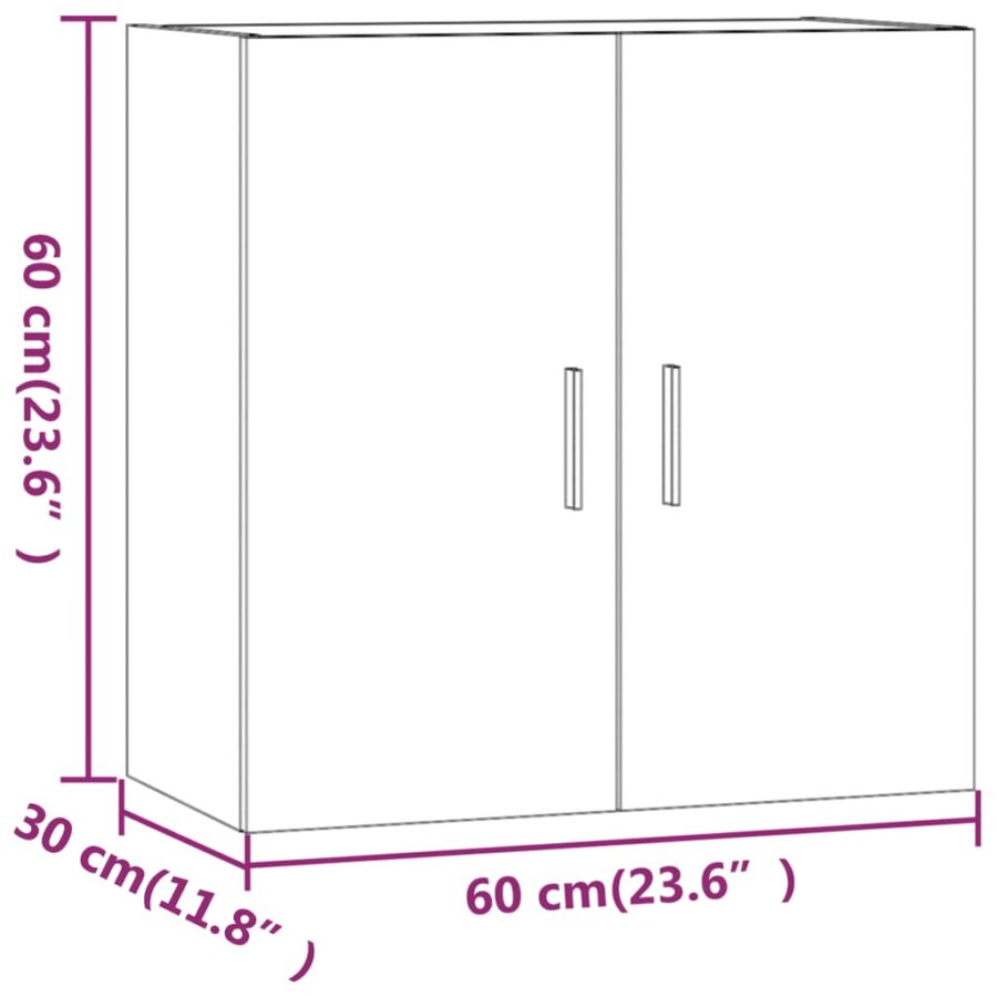 Wandkast 60x30x60 cm bewerkt hout grijs sonoma eikenkleurig - Afbeelding 9