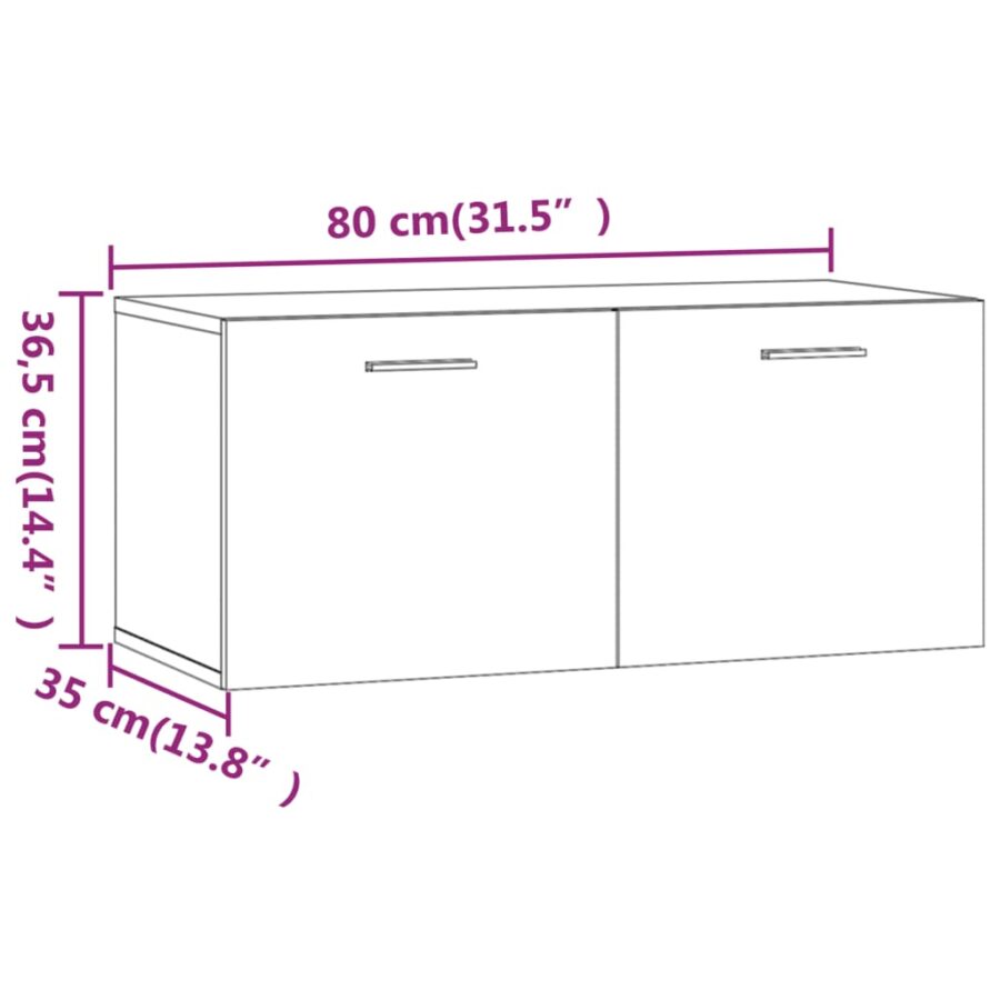 Wandkast 80x35x36,5 cm bewerkt hout grijs sonoma eikenkleurig - Afbeelding 9