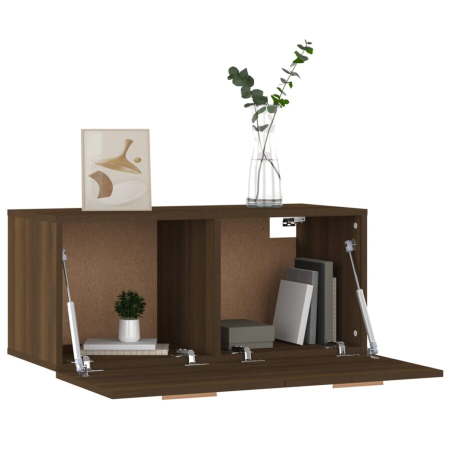 Wandkast 80x35x36,5 cm bewerkt hout bruin eikenkleur - Afbeelding 4