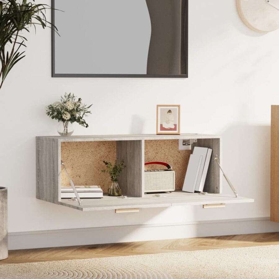 Wandkast 100x36,5x35 cm bewerkt hout grijs sonoma eikenkleurig - Afbeelding 3