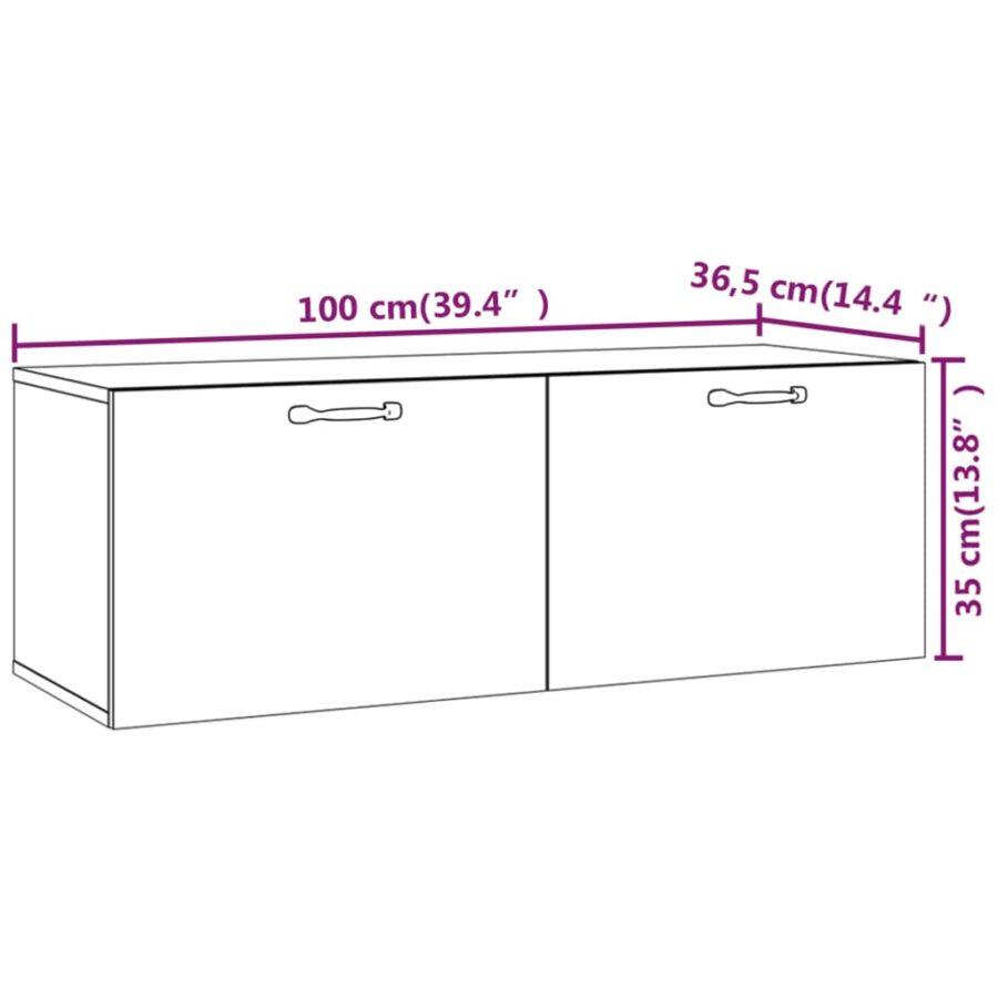 Wandkast 100x36,5x35 cm bewerkt hout bruin eikenkleur - Afbeelding 9