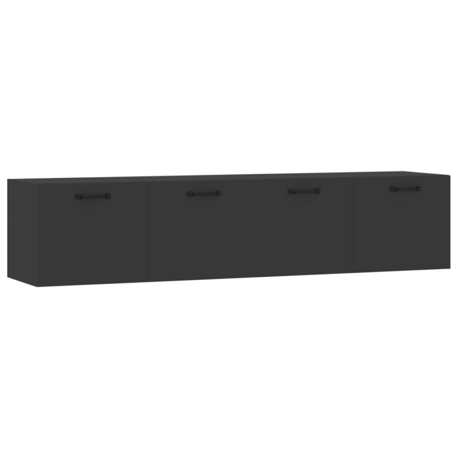 Wandkasten 2 st 60x36,5x35 cm bewerkt hout zwart - Afbeelding 2