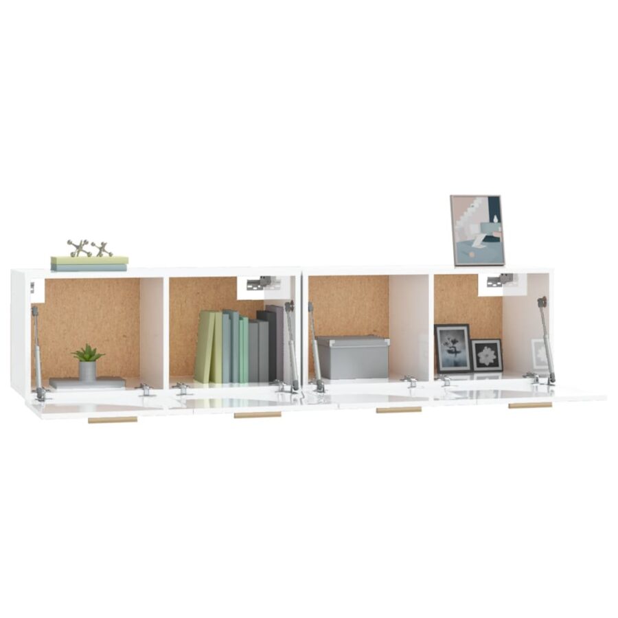 Wandkasten 2 st 80x35x36,5 cm bewerkt hout hoogglans wit - Afbeelding 5