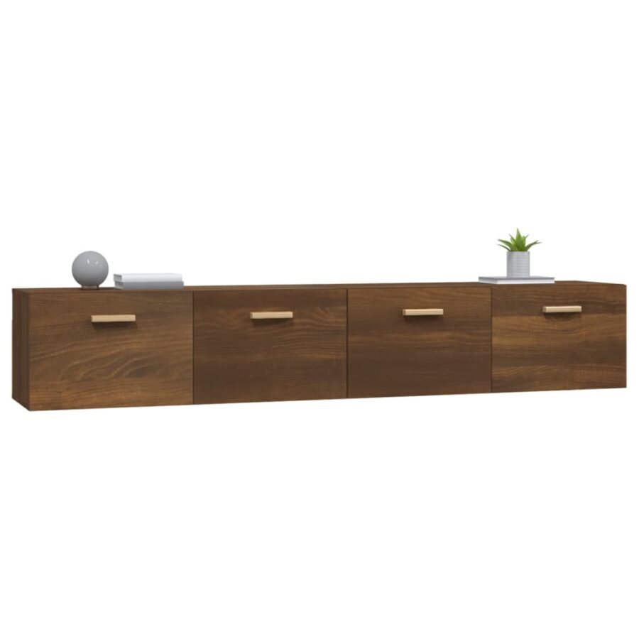 Wandkasten 2 st 100x36,5x35 cm bewerkt hout bruin eikenkleur - Afbeelding 5