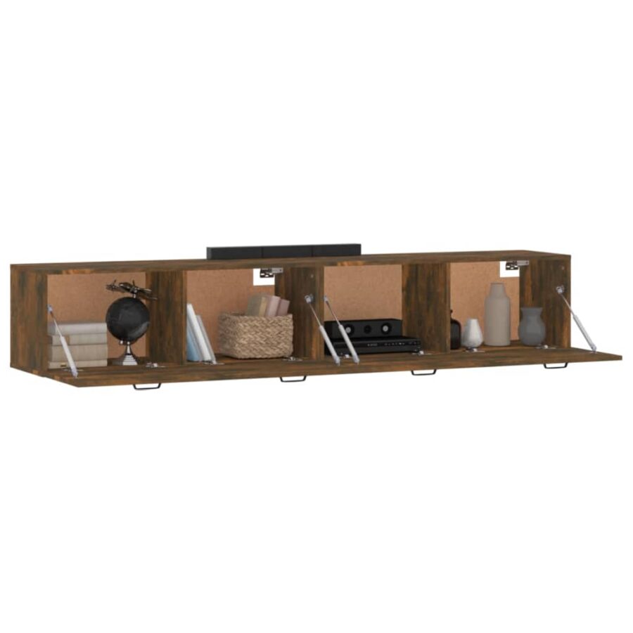 Wandkasten 2 st 100x36,5x35cm bewerkt hout gerookt eikenkleurig - Afbeelding 4