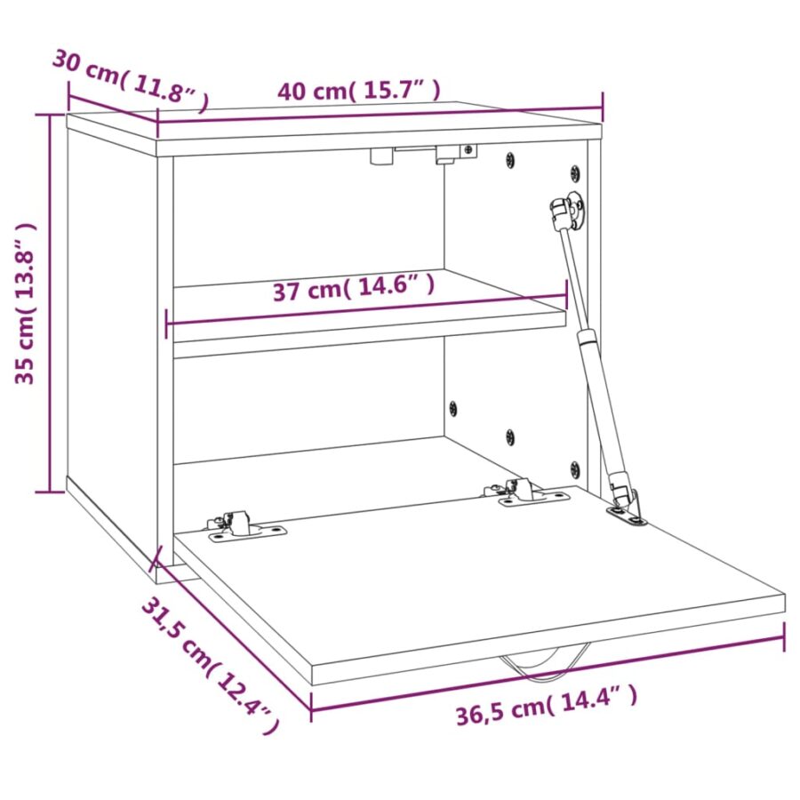 Wandkast 40x30x35 cm massief grenenhout grijs - Afbeelding 11