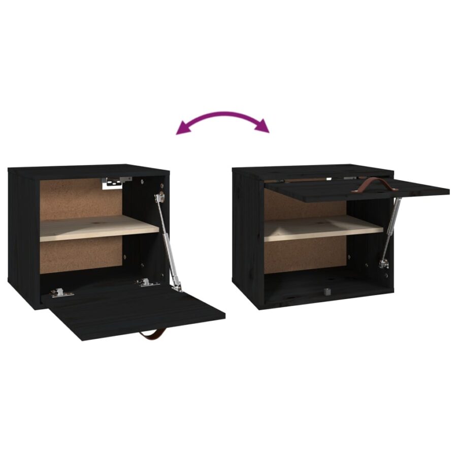 Wandkast 40x30x35 cm massief grenenhout zwart - Afbeelding 6