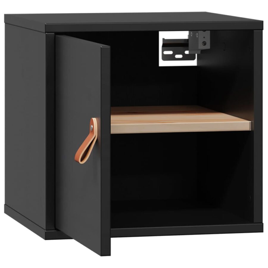 Wandkast 31,5x30x30 cm massief grenenhout zwart - Afbeelding 6