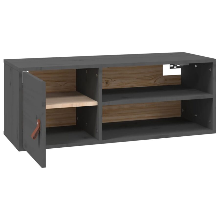 Wandkast 80x30x30 cm massief grenenhout grijs - Afbeelding 2