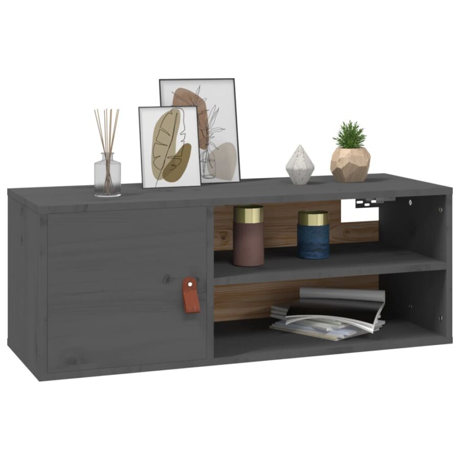 Wandkast 80x30x30 cm massief grenenhout grijs - Afbeelding 4